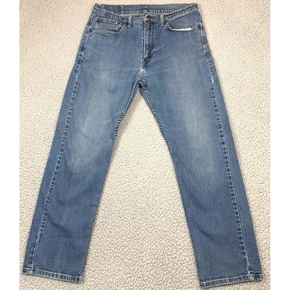 Levi's 505 Jeans Mens 32x28 Blue Medium‎ Wash Straight Leg Regular Fit Stretch